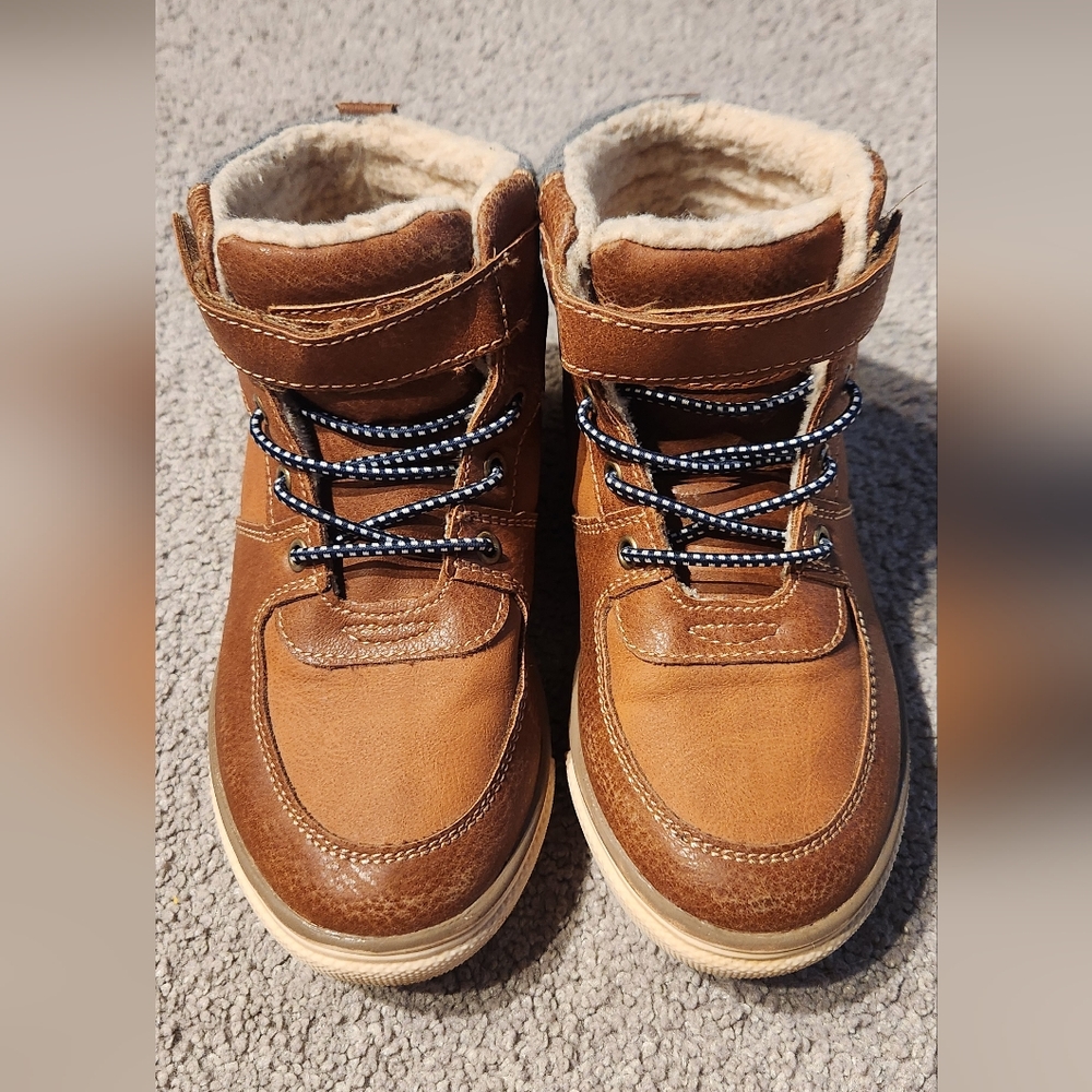 Brown Kids Boots with Faux Fur Lining
